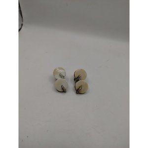 Vintage Clip On Earrings White Silver Tone Marked STAR #E-1  NEED CLEANING